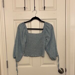 Princess Polly Light Blue Smocked Blouse